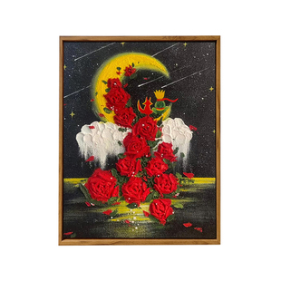 月亮玫瑰小王子石英砂肌理画DIY材料手工填色卡通数字油画装饰画