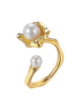 triple tipsy董洁同款 焦糖爆米花珍珠戒指开口戒 半熟男女