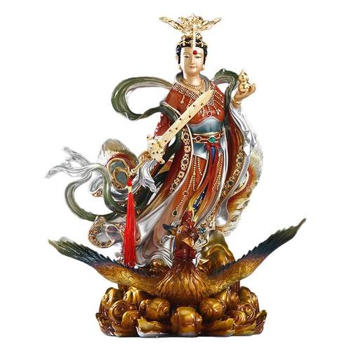 台湾纯铜九天玄女神像家用供奉九天圣母娘娘碧霞元君铜像桌面摆件