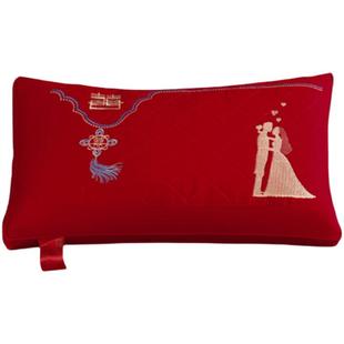结婚枕头一对陪嫁新婚礼物新款喜庆红色婚庆婚房全棉刺绣婚嫁枕芯
