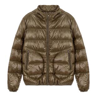 HERNO冬季款绿灰色男士立领连帽羽绒服银泰百货精品 301574