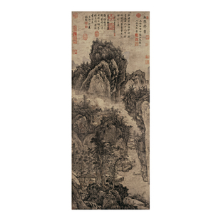 明 王绂 山亭文会图名家山水画竖轴挂画高清微喷复刻装饰画临摹