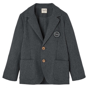 3件5折现货Little西班牙popelin FW25秋冬男宝西装外套长裤背带裤