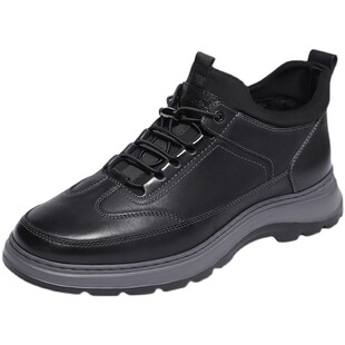 金利来男鞋2024冬季新款正品加绒厚底高帮真皮运动休闲皮鞋男棉鞋