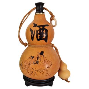 天然酒葫芦酒壶装酒水蜂蜡防渗李白济公包浆仿古老色大号随身可背