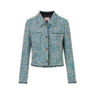 【克拉拉同款】LIME莱茵冰小香风套装粗花呢翻领短上衣A字半身裙