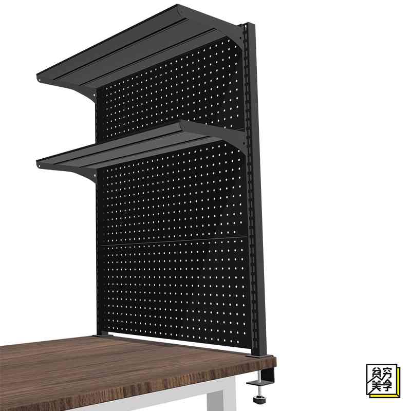 桌面洞洞板置物架 桌上铁艺架子 学习办公书桌夹式收纳免打孔书架