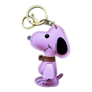 史努比小狗包包挂件原创设计师汽车钥匙扣牛皮真皮女可爱书包挂饰