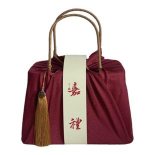 新年创意竹篮礼盒婚礼中式古风手工编织篮筐手提复古藤编伴手礼篮