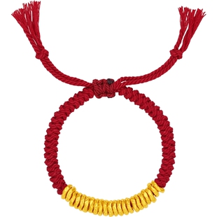 周六福黄金5d硬金手绳定价鸿运盘缠红绳女款送闺蜜送女友新年礼物