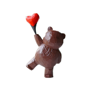 Joe的小作坊/送你一颗小心心小熊木雕桌面木摆件示爱新年礼物女生