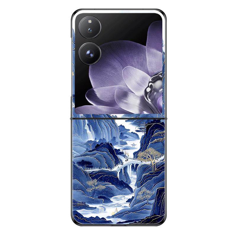 适用小米MIXFlip手机壳折叠屏MIX Flip2代防摔保护套新款蓝色山水风景画个性小创意简约高级感轻奢硬壳男女潮