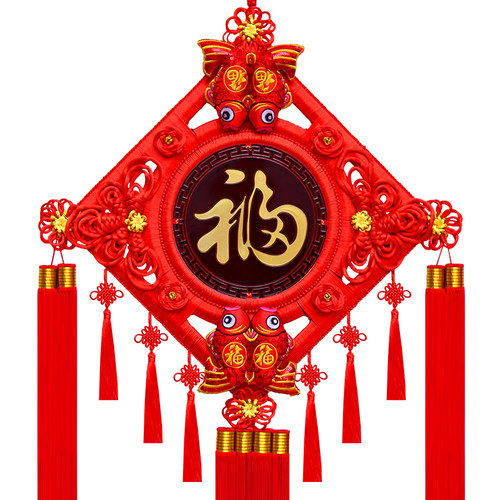 红绳中国结桃木大号客厅福字挂件新房电视背景墙装饰玄关镇宅壁挂