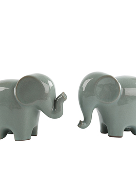 吉象如意摆件陶瓷大象家居一对