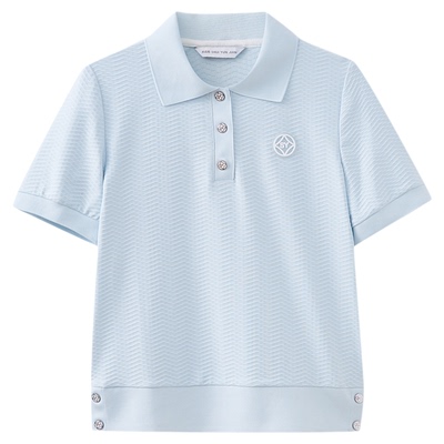 水云间户外穿搭网球风运动短袖T恤女Polo领正肩上衣2026夏季新款