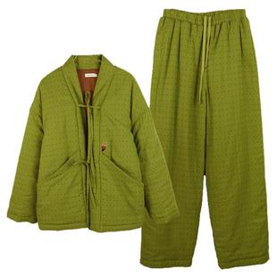 朵朵可可睡衣女2025冬季里外纯棉开襟系带三层夹棉保暖家居服套装