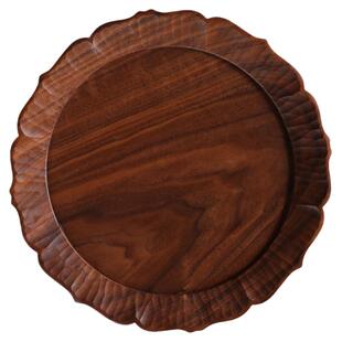 将时光雕刻入木。手工作日式餐盘复古盘子黑胡桃樱桃甜品盘托盘