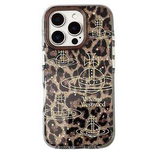 甜酷棕色豹纹西太后土星球适用苹果iPhone17ProMax手机壳16pro新款14带链条13小众女14promax硅胶17pro全包15