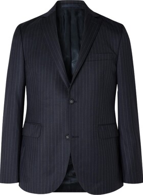 Officine Générale秋冬男细条纹羊毛西装外套