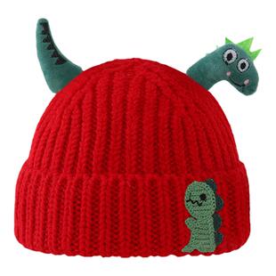 宝宝秋冬帽子可爱超萌恐龙造型毛线帽冬季男童女童保暖套头针织帽