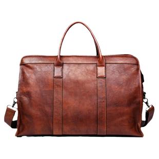 手工擦色植鞣牛皮男包斜挎外出手提包大容量出差旅行包17寸电脑包