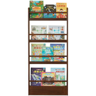 实木儿童书架落地置物架靠墙绘本架现代简约杂志架10cm门后薄柜