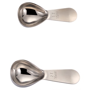 304不锈钢带刻度短柄咖啡豆粉量勺 茶叶烘焙奶粉面粉称量厨房勺子