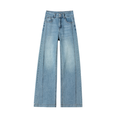 浅蓝色牛仔裤女秋冬2025高腰设计