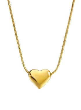 新中式18K金蛇骨链爱心项链