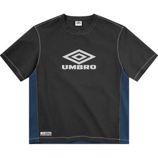 umbro茵宝官方短袖新款足球复古撞色圆领休闲男运动T恤衫抽绳上衣