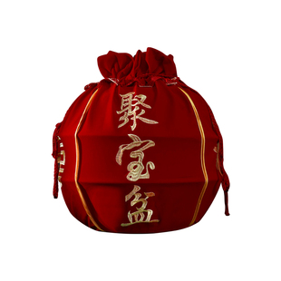 结婚包袱皮大号新娘陪嫁套装喜盆包裹布女方娘家嫁妆红聚宝盆专用