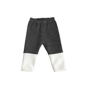 女童宝宝冬装加绒打底裤洋气条纹拼接加厚大pp裤婴儿百搭保暖裤子