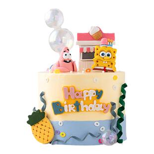 烘焙蛋糕装饰配件海洋海绵宝宝派大星章鱼哥儿童生日情景摆件插件