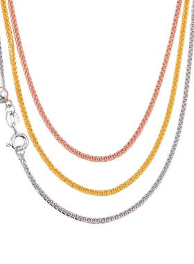 925银项链无吊坠肖邦链可调节纯银镀18k金色玫瑰金色链子可调节链