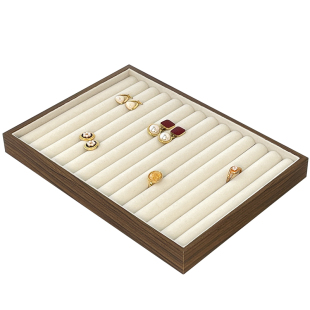 首饰托盘胡桃木绒布戒指耳钉项链饰手串陈列展示大容量饰品收纳盒