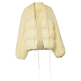 冬季女装2025新款时尚奶油黄短款丝绒羽绒服加厚白鸭绒面包服