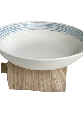 北欧蓝纹釉下彩深盘24cm 家用高级感菜盘汤盘可微波洗碗机