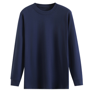 中老年男纯棉秋衣套头老人全棉线衣中领爸爸打底秋冬内衣宽松加肥