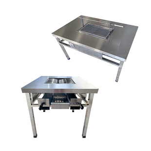 无烟烧烤桌商用不锈钢自助环保韩式家用户外摆摊木炭羊腿桌烤肉桌