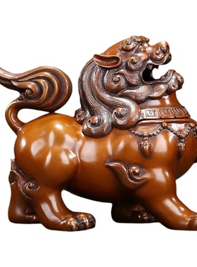 正品紫铜朝天狮香炉家居办公室瑞兽香炉狮子薰炉摆件桌面香道铜