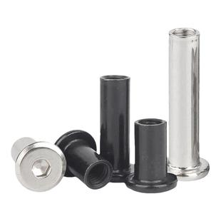 宝德丰黑色304不锈钢平头倒边家具内六角对锁螺母对接夹板螺丝帽