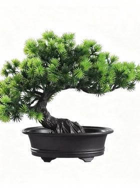 仿真植物盆栽双层迎客松盆景
