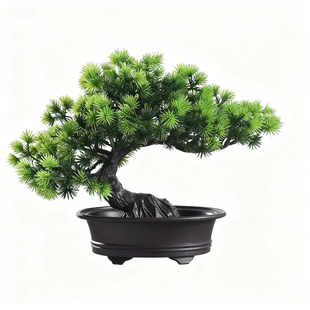仿真植物盆栽迎客松盆景松树小摆件客厅室内家居装饰仿真花假绿植