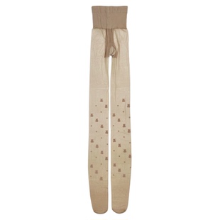 性感波点丝袜女超薄黑丝可爱卡通小熊植绒图案连裤袜子显瘦打底袜