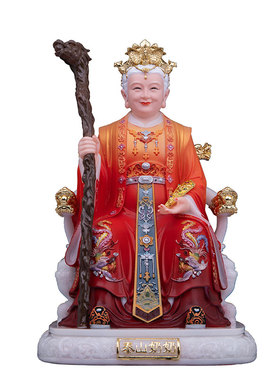 典藏泰山奶奶神像汉白玉彩绘东岳泰山娘娘家用供奉碧霞元君摆件