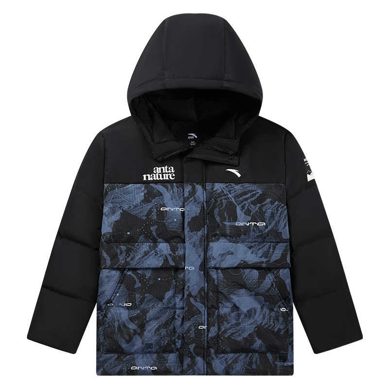 热返科技安踏儿童羽绒服2025冬新款三防加厚保暖四防连帽男童外套