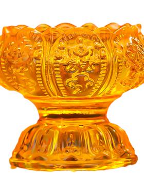 八吉祥琉璃灯座家用七彩高脚莲花灯供佛灯长明灯佛堂油灯蜡烛台