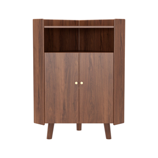 黑胡桃木转角柜一体靠墙角落拐角置物架边角柜子三角墙角实木角柜