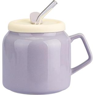 摩登主妇高颜值陶瓷马克杯女咖啡杯家用喝水杯办公室带盖吸管杯子