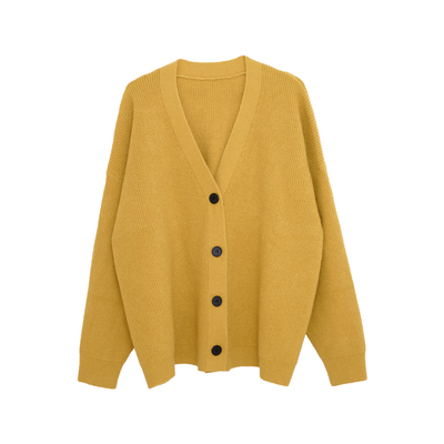 荒荒家V领针织宽松毛衣外套